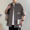 Camisa de manga curta masculina verão estilo coreano camisa bonita meia manga Ruan bonita top casual