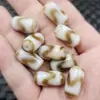 Cuentas Dzi Diente de Tigre Profundas y Transparentes, Cuentas Cilíndricas, Cuentas Sueltas de Jade, Ágata Amarilla y Blanca, Accesorios para Joyería Passepartout, Cuentas de Jade Hechas a Mano
