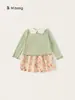 Conjunto de Vestido Tulipán para Niñas Ropa Infantil Youbao Cárdigan de Color Sólido Vestido con Cuello de Muñeca Atuendo Dopamina para Bebé