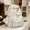 Mochila nueva para mujer de verano a cuadros vintage artística estilo ins diseño de nicho versátil simple gran capacidad