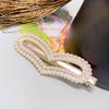 Pinza para el pelo de mujer con temperamento coreano, popular en línea, con diamantes completos, perlas, lazo, pinza de pico de pato, estilo blanco y negro, pinza para flequillo Joker, venta al por mayor
