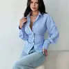 Camisa de Moda Transfronteriza Europea y Americana Sentido del Diseño Corte Delgado Nicho Estilo Nuevo Comercio Exterior de Atar Favorecedora para la Figura Camisa de Mujer En Stock