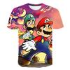 Camiseta de manga corta con estampado 3D de Mario, película coreana transfronteriza de AliExpress, informal, holgada, de cuello redondo y manga corta para niños.