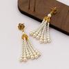 Brincos de Pérola Shijia Estilo Celebridade Agulha de Prata S925 Brincos Longos Elegantes Femininos Brincos Feitos à Mão com Contas