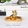 Artesanías de Cerámica Dorada Galvanizada Nórdica Regalo Joyería Disco Anillo Reloj Plato de Almacenamiento para el Hogar Adornos de Animales Ciervo Dorado