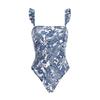 Bikini Estilo Europeo y Americano 2024 con Volantes y Estampado de Libélula Azul, Conjunto de Bañador de Dos Piezas para Mujer, Talla 2534, Talla Grande, Efecto Adelgazante