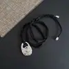 Design de Nicho Outono e Inverno Formato de Concha Senso de Textura Colar Brincos Senso Avançado Corda Preta Trançada Corrente de Lã Corrente para Clavícula