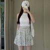 Saia Floral Preta Feminina Verão Cintura Alta Fina A- Linha Emagrecimento Design Bolo Saia Saia Chiffon Pequena