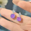 Direto da Fábrica Anel de Noivado Octogonal Corte Milênio Feminino Luxo Leve Sensação de Alto Padrão Rosa Roxo Lítio Champagne Amarelo Diamante de Alto Carbono
