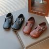 Suela Suave Ojos Grandes Marrones 2025 Nuevos Zapatos de Niña de Una Sola Capa Planos Estilo Retro Zapatos de Cuero Estilo Japonés para Niña Combinan con Todo