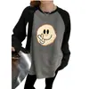 Camiseta de Manga Longa com Ombro Estilo Hip Hop Moda Nacional Feminina Outono e Inverno Nova Estilo Preguiçoso Solta Camisa Básica Casual Versátil