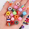 Cuentas de Resina Rayadas de Colores con Agujero Grande, Cuentas Espaciadoras de Colores Mixtos, Cuentas de Barril Rayadas Horizontales, Accesorios para Joyería de Cadena de Teléfono Móvil DIY, Cuerda para Cabeza