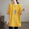 Camiseta de Manga Corta de Comercio Exterior, Talla Grande Holgada para Mujer de Verano, Nuevo Estilo 2026, de Longitud Media, Versátil, Casual, Top que Favorece la Figura, Estilo Ins