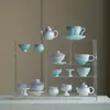 Tetera de Cerámica con Esmalte Cristalizado en Horno, Gaiwan, Juego de Té Kung Fu Flor de Hielo, Taza de Maestro, Taza de Degustación, Taza de Té, Posavasos, Taza de Café