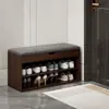 Banqueta para cambiar zapatos en la entrada para uso doméstico, con asiento suave y acolchado, diseño simple, no requiere ensamblaje, banqueta para zapatos estilo chino para la entrada