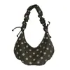 Bolsa de ombro única e estilosa de bolinhas em formato de dumpling para mulheres, novo modelo 2026, com alça de ombro plissada, bolsa transversal, moderna e versátil
