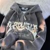Suéter com Capuz Casual Solto Top Revestido Moda de Hong Kong Adolescentes Tendência Versátil Casaco Masculino e Feminino