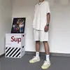 Pantalones Cortos Casuales de Color Sólido de Marca de Moda Estilo Hong Kong para Hombre, Simples y Versátiles, Holgados Estilo Americano Oversize Hip-Hop Geniales de Cinco Puntos