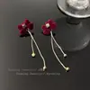 Brincos de Miçangas com Laço Vermelho para Outono e Inverno para Mulheres, Brincos de Alta Qualidade, Novos Brincos Vermelhos Estilo Chinês 2025