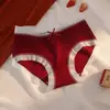 Ropa interior roja para mujer en su año zodiacal, estilo de cintura media, amigable con la piel, transpirable, entrepierna antibacteriana de grafeno, bragas con lazo de encaje