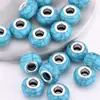 Cuentas de Resina Acrílica de 14 mm con Agujero Grande, Coloridas Facetadas con Patrón de Grietas, Cuentas Espaciadoras para Pulseras DIY, Accesorios de Joyería, Material para Enhebrar