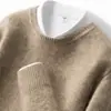Suéter de Cachemira Baicai de Terciopelo con Cuello Redondo Bajo para Hombre, Jersey de Punto Casual de Negocios, Capa Base de Punto, Suéter Nuevo de Lana Otoño Invierno