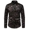 Amazon Comercio Exterior 2026 Nueva Camisa Floral para Hombre Estampado Desgastado Moderna Casual Manga Larga