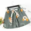 Pijama de Algodão e Seda de Comércio Exterior Novo de Verão Calça Feminina Fina Confortável Solta plus size Calça de Perna Larga Shorts de Algodão Wall Desenho Animado