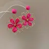 Pendientes de Tul con Flor de Cristal y Borla Dulces Moda Fresca Estilo Casual Diseño de Gancho para Oreja Pendientes de Nicho Venta al por Mayor