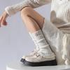 Meias Femininas Outono e Inverno Quentes Tricotadas Etiqueta de Tecido Meias de Cano Médio Maillard Spice Jk Estilo Japonês Renda Espessas Meias de Proteção para as Pernas