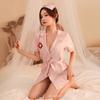 Suoqing traje de enfermera sexy lencería sexy tentación caliente color sólido falda corta juego de roles traje uniforme de cama