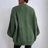 Cárdigan Amazon Europeo y Americano Twist Cuello en V Color Sólido Otoño Invierno Estilo Lazy Manga Linterna Suelto Un Botón Chaqueta Suéter para Mujer