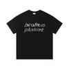 25Fw Passarela Espacial Espuma Estampada Rua Alta Solta Gola Redonda Par de Camiseta de Manga Curta Verão
