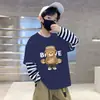 Camiseta de manga comprida para meninos, camiseta básica casual de desenho animado para primavera e outono, roupa de outono 100% algodão, novo modelo 2026 para bebês e crianças