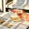 Copo de Vidro com Padrão de Grade Estilo Ins Nórdico para Uso Doméstico, Copo de Água Embossado, Copo de Whisky, Copo de Suco Café, Copo para Bebidas Frias