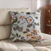 Funda de Almohada de Estilo Chino Nuevo Estampado de Flores y Pájaros Estilo Algodón Lino Sofá de Madera Roja Almohada Decorativa Cojín de Respaldo de Bolsa Suave Almohada para Sala de Estar