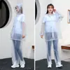 Camisa con Bolsillos y Cremallera Impermeable de Granjero Suave Poncho de Lluvia Impermeable Grueso de una Pieza Estilo Moderno Protección Facial con Doble Ala