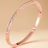 Pulseira de Aço Titânio Transfronteiriça Nova Pulseira de Aço Inoxidável Feminina Moda Pulseira Ouro Rosa Diamante Joias Atacado Joias de Mão
