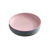 Plato Redondo de Paja de Trigo de 8 Pulgadas Plato Doméstico Portátil Plástico para Exteriores Resistente a Caídas Plato para Fruta Desayuno LOGOTIPO