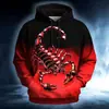 Patrón de Escorpión Impresión Digital 3D Transfronterizo Nuevo Sudadera con Capucha Casual para Hombre Venta Directa de Fábrica Suministro