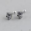 Pendientes Retro de Plata S925 de Ciervo Dorado Rey Moda Transfronteriza Compactos para Hombre y Mujer Corona Calavera Diseño Creativo