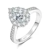 Anel de Prata Pura para Comércio Exterior Transfronteiriço Prata 925 Moda Europeia e Americana Anel de Casamento Feminino Formato de Gota Moissanita 1ct Quilate Atacado
