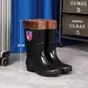 Botas de Chuva de Alta Resistência à Abrasão Botas de Água para Canteiro de Obras Botas de Água Curtas Botas de Água com Forro de Lã Botas de Chuva Espessas para Proteção do Trabalhador Impermeáveis Moda Antiderrapantes Homem
