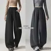 Otoño 2026 Nuevo Estilo Perezoso Casual Pantalones Deportivos de Pierna Ancha para Mujer Cintura Alta Adelgazante Relajado Simple Luna Creciente Pantalones Deportivos