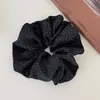 Goma para el pelo de lunares finos estilo francés para mujer, simple y suave, tela plisada grande, accesorio versátil para el pelo para la parte trasera de la cabeza