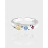1065 Anillo Abierto de Diseño de Lujo Accesible Estilo K para Nicho Versátil con Circonita Contrastante Plata de Ley S925 Anillo para Mujer