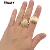 Anillo Abierto Ajustable Mpr163 para Mujer, Chapado en Oro de 18 Quilates, Latón, Incrustaciones de Perlas Artificiales, El Más Vendido en Europa y América