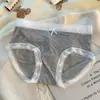Pantaletas de encaje sin costuras de cintura media, ligeras y dulces con estampado floral para mujer, cómodas, hipoalergénicas, transpirables y bragas de triángulo sin costuras
