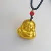 Colgante Tradicional del Buda Maitreya en Oro Arena, Collar de Buda Zodiacal Unisex, Figura de Buda Sólida en Imitación Oro, Colgante Popular de Transmisión en Vivo