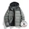 Jaqueta de Penas Masculina Enbu Nova Outono/Inverno para Uso Externo, Resistente ao Frio, com Capuz, Acolchoada, Jaqueta Puffer Quente, Casaco Juvenil Plus Size